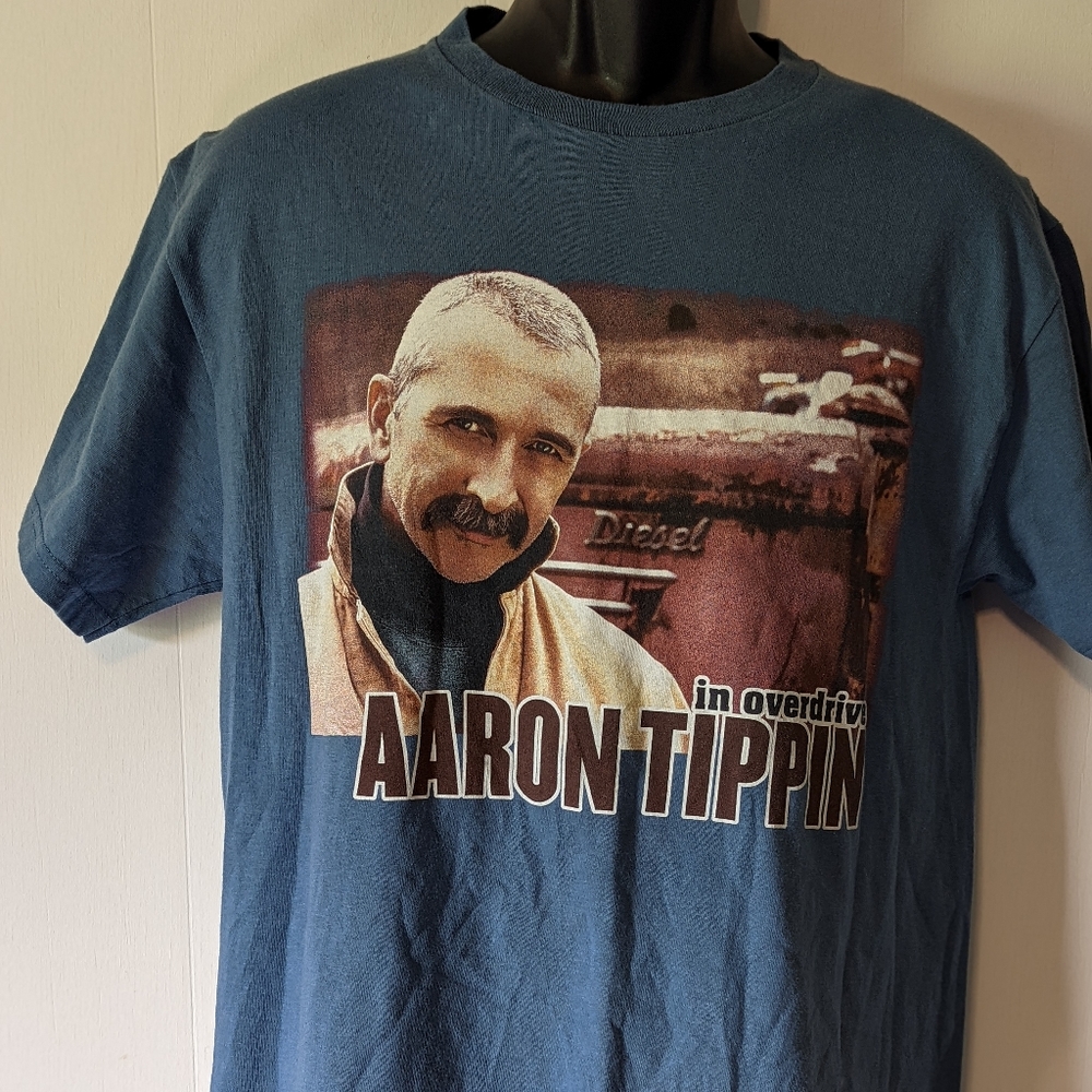 Men's Vintage Aaron Tippin In overdrive T-shirt Size Medium Blue